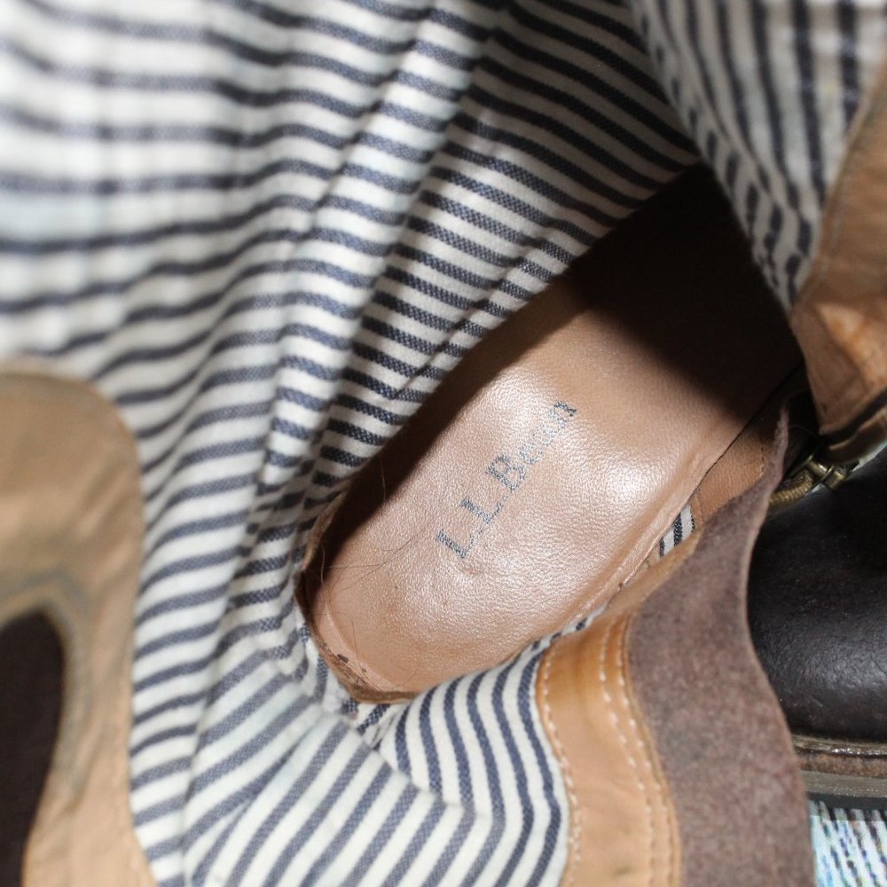 LL Bean Deerfield Brown Leather Side Zip Buckle Tall Boots Size 8.5 M(B) - Picture 9 of 10